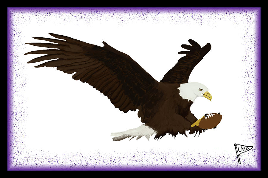 Eagle Digital Art - Football Eagle Purple by College Mascot Designs