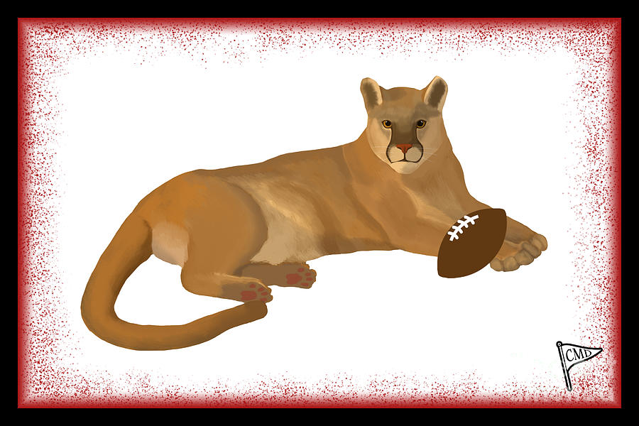 Football Digital Art - Football Cougar Red by College Mascot Designs