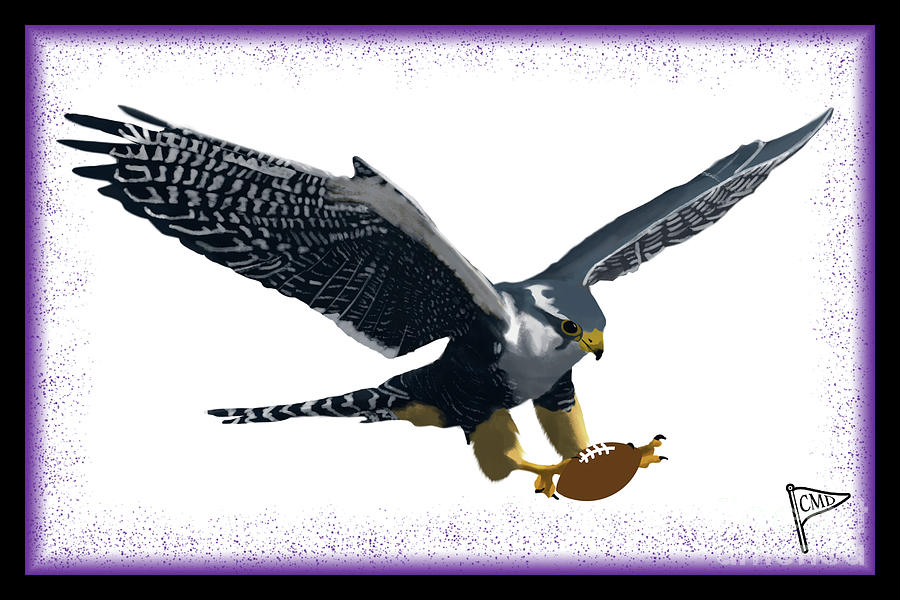Football Digital Art - Football Falcon Purple by College Mascot Designs