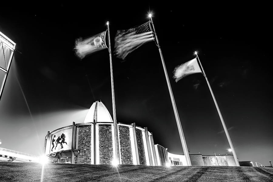 Black And White Photograph - Football Hall of Fame - Canton Ohio Monochrome by Gregory Ballos
