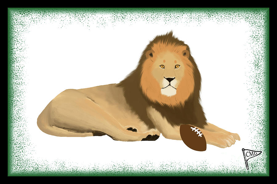 Lion Digital Art - Football Lion Green by College Mascot Designs
