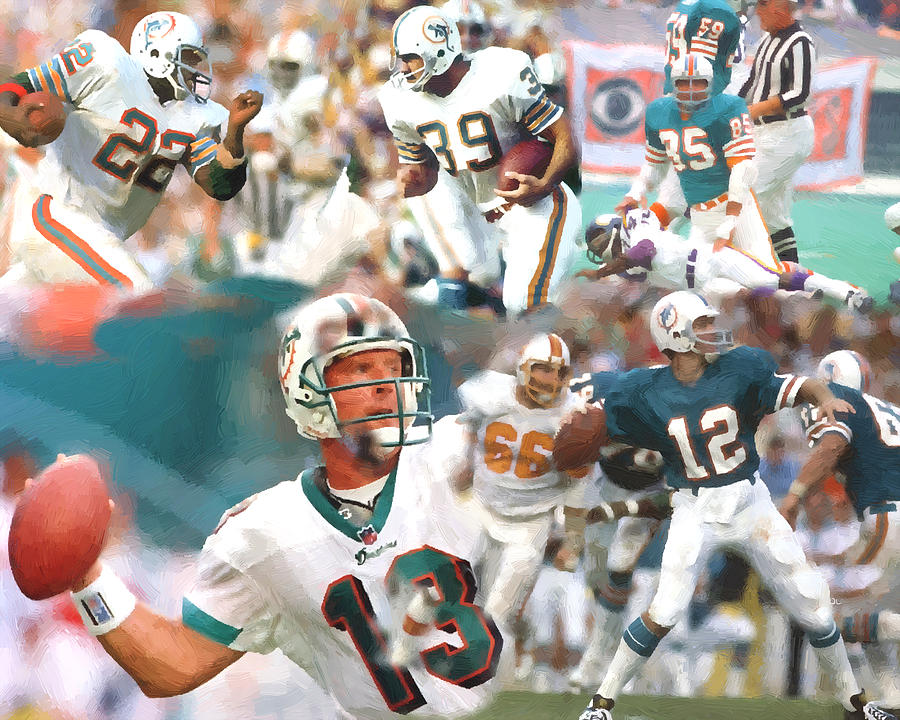 Nlf Painting - Football Miami Dolphins Legends Of the Past by Peter Nowell