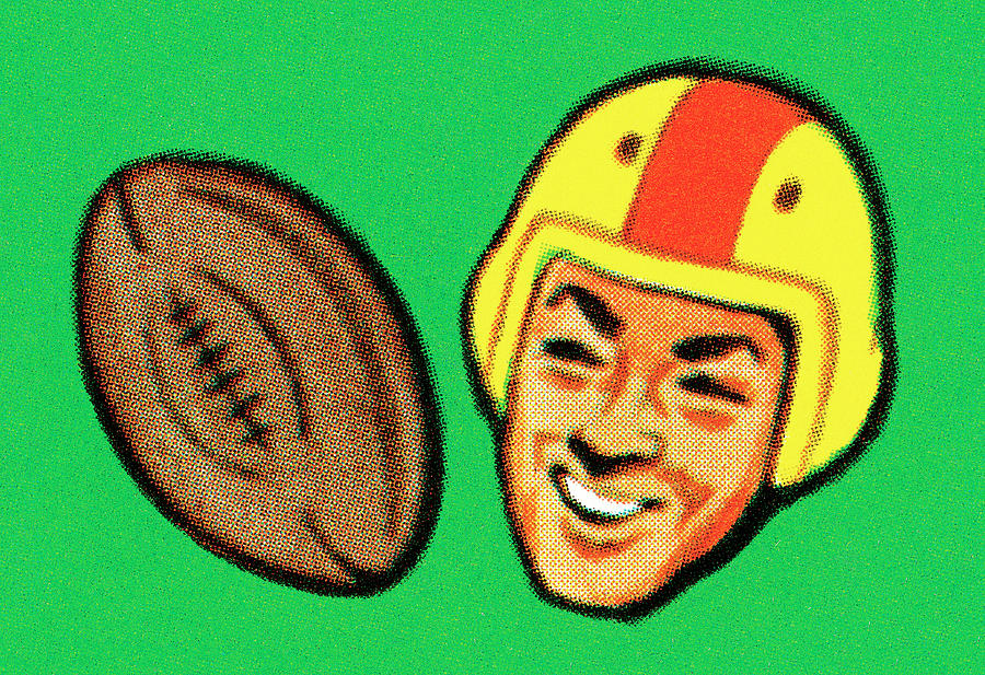 Football Drawing - Football player and ball by CSA Images