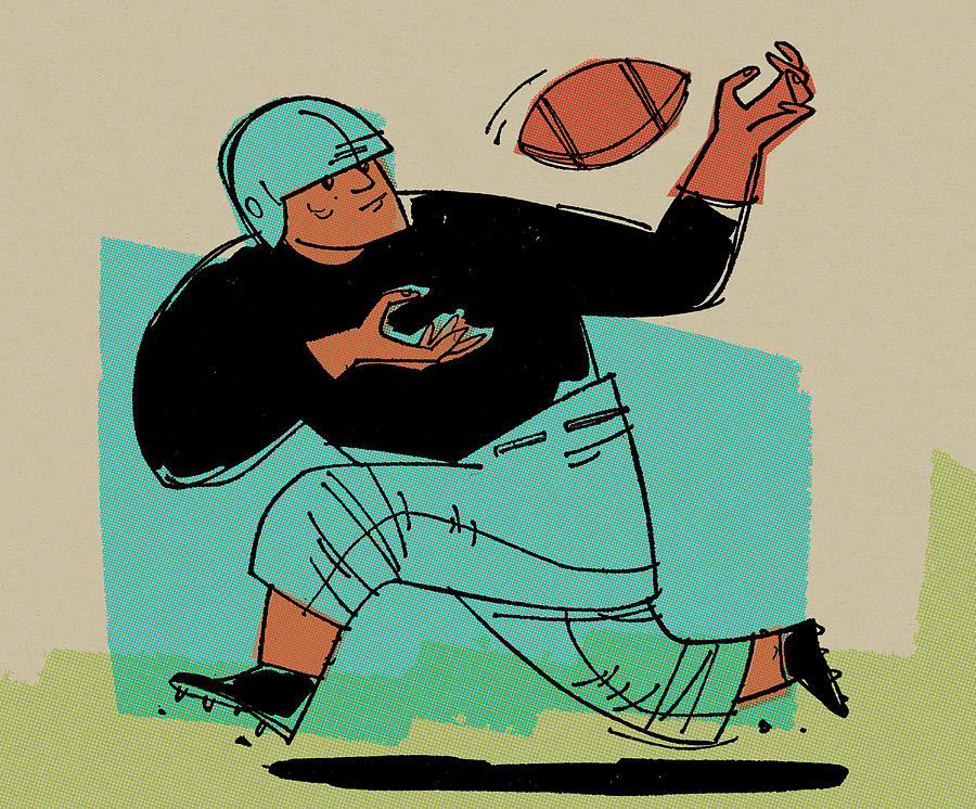 Football Drawing - Football Player Catching the Ball by CSA Images