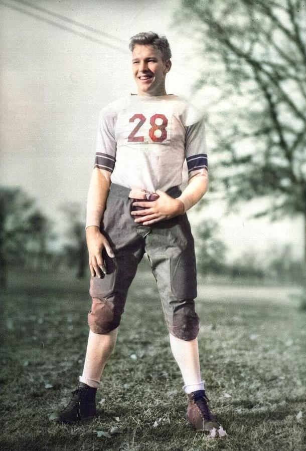 Football Player In Uniform 1932 Colorized By Ahmet Asar Painting