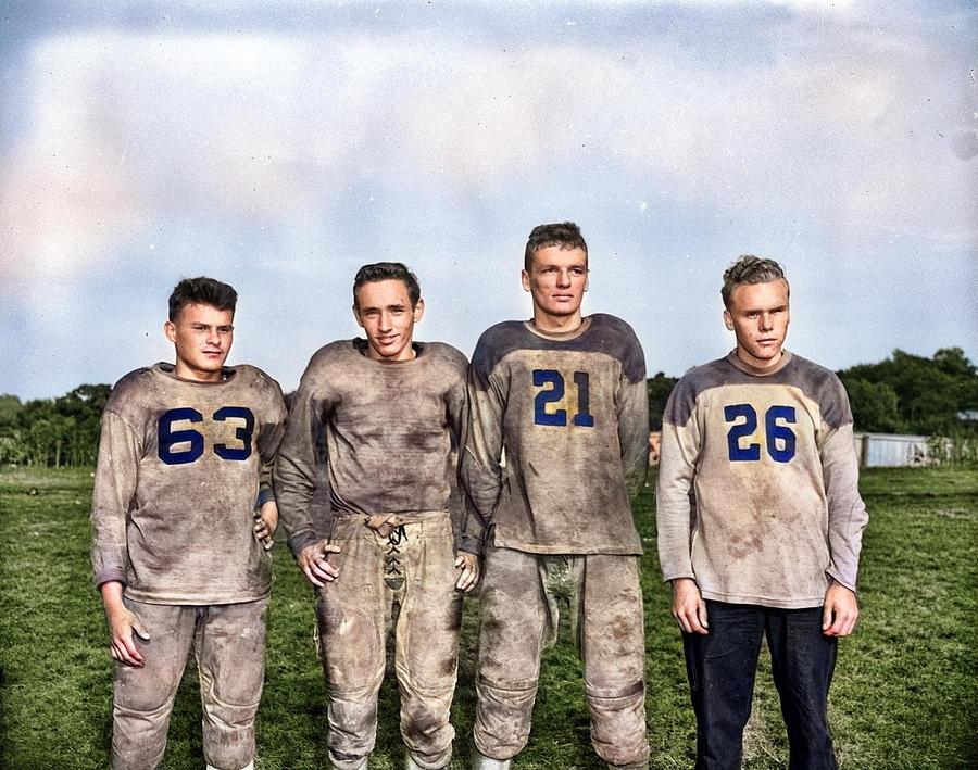 Football Players 1920  2 Colorized By Ahmet Asar Painting