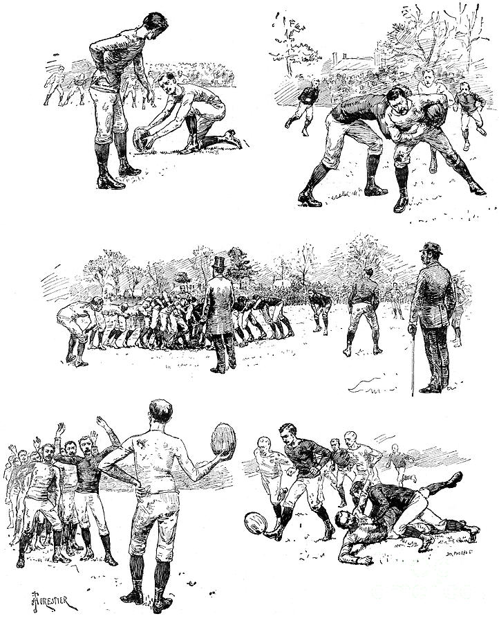 Football Sketches, 1887 Drawing by Print Collector