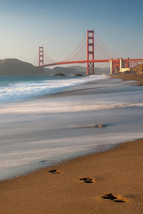 Footprints Leading To The Golden Gate Photograph by 4fr