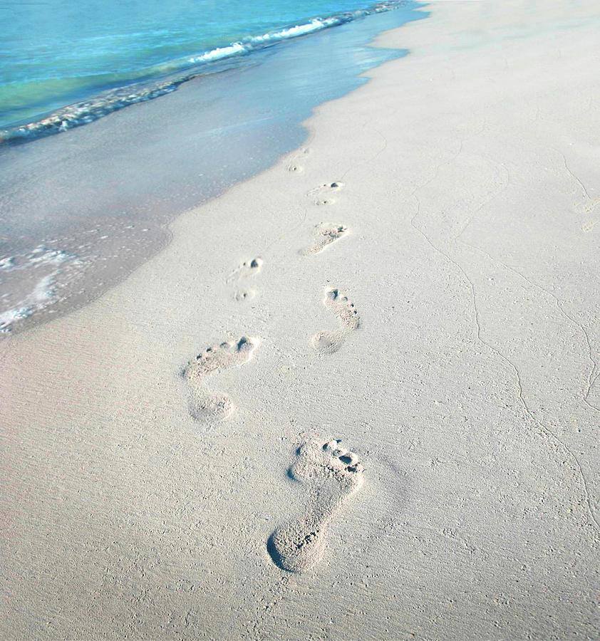Footprints On Beach Photograph by © Rick Elkins
