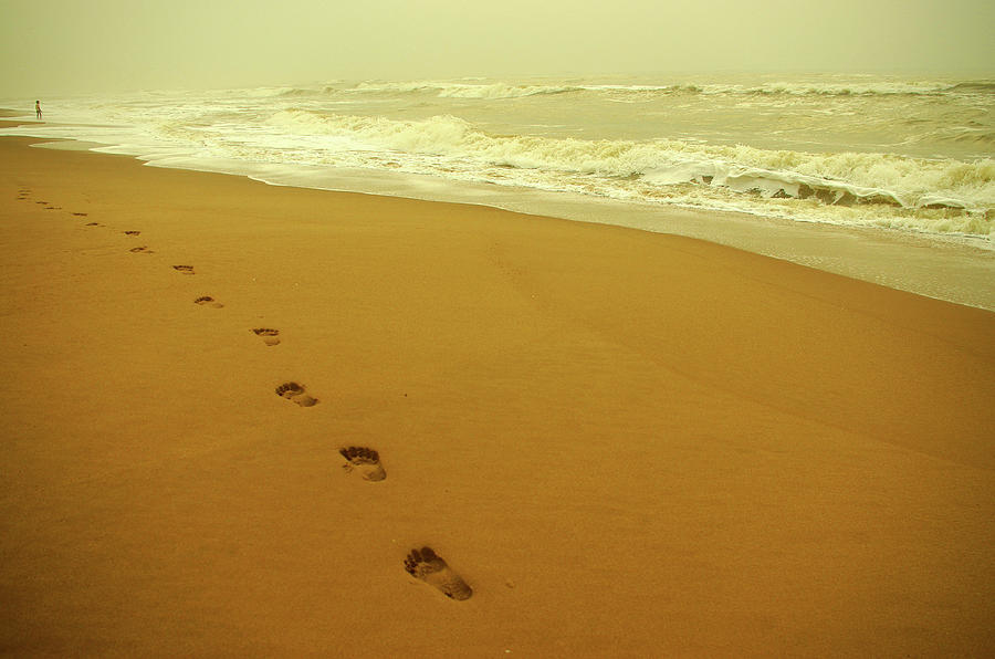 Footprints On Sea Beach Photograph by Amitabha Gupta