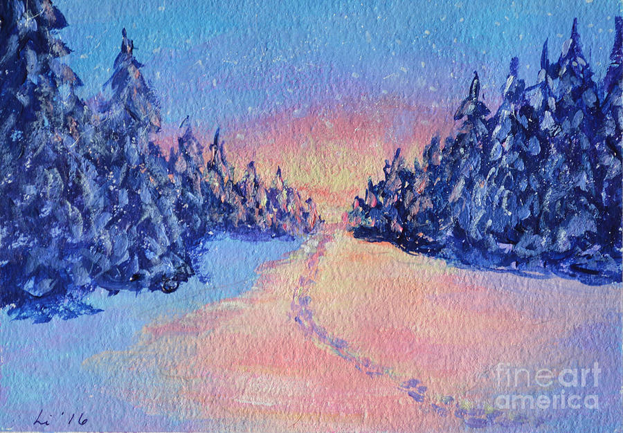 11x14 Footsteps in Snow Oil Painting