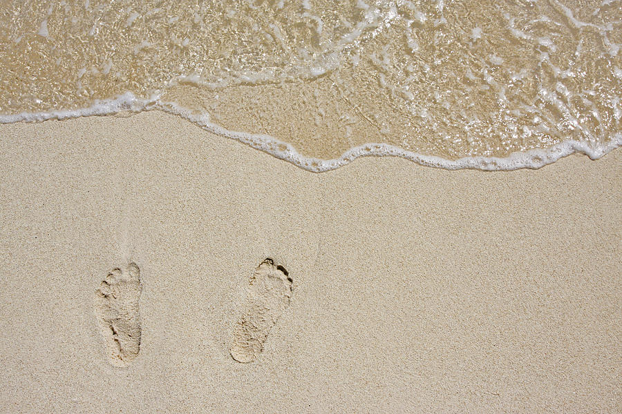 Footsteps On The Beach Photograph by Lya cattel