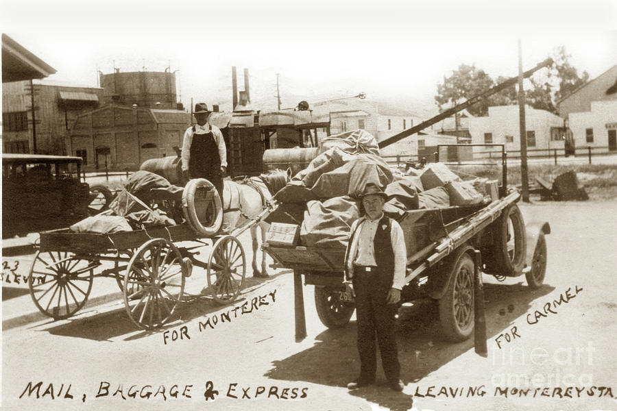 Baggage Photograph -  for Monterey and Carmel leaving Monterey Station 1923 by Monterey County Historical Society