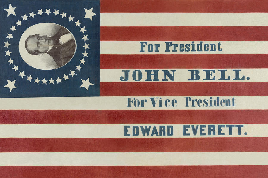 Flag Painting - For President John Bell. For vice president Edward Everett by H.C.  Howard