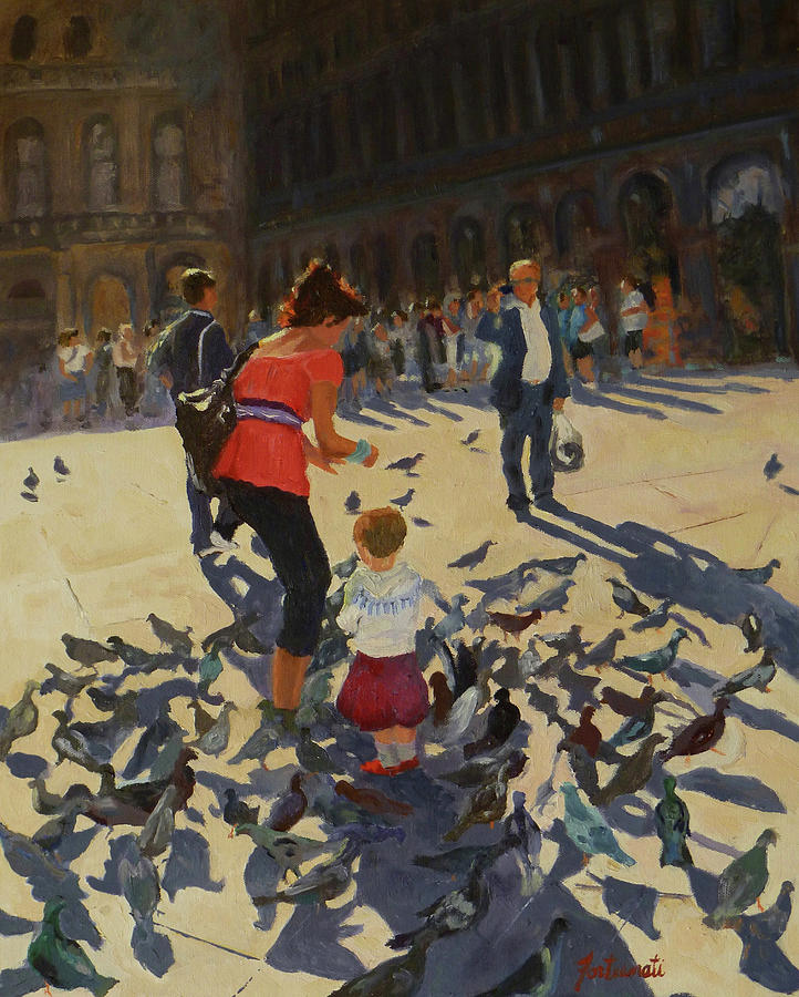 Pigeon Painting - For The Birds by Marian Fortunati