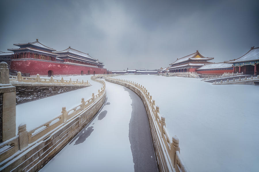 Architecture Photograph - Forbidden City In Ice And Snow by Yuan Cui