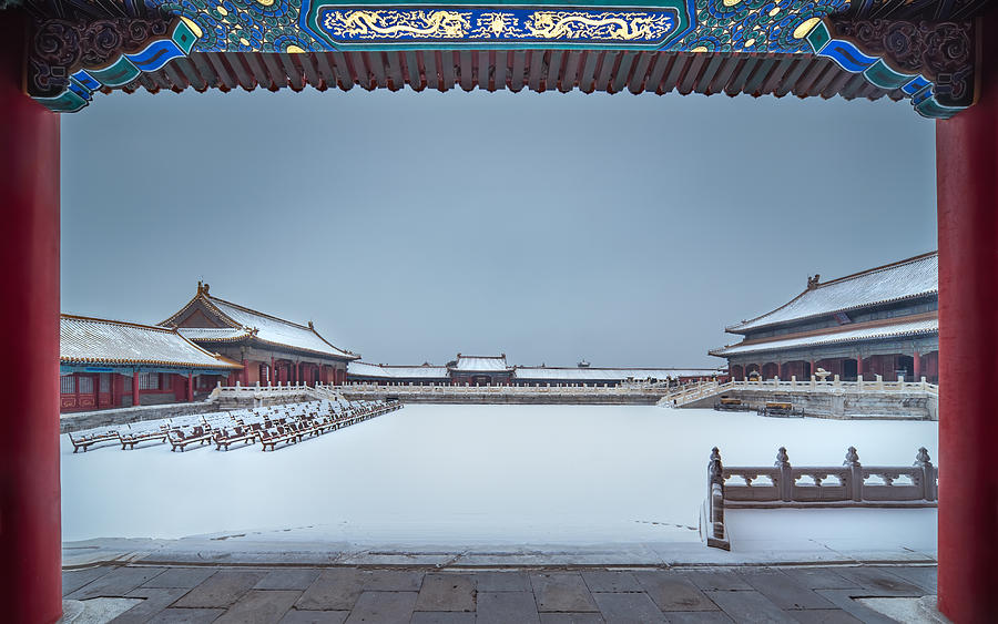 Winter Photograph - Forbidden City Picture Frame by Yuan Cui