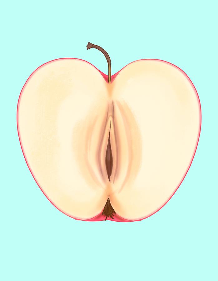 Apple Drawing - Forbidden Fruit by Ludwig Van Bacon