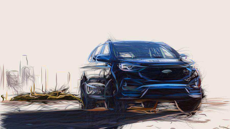 Ford Edge ST Drawing Digital Art by CarsToon Concept