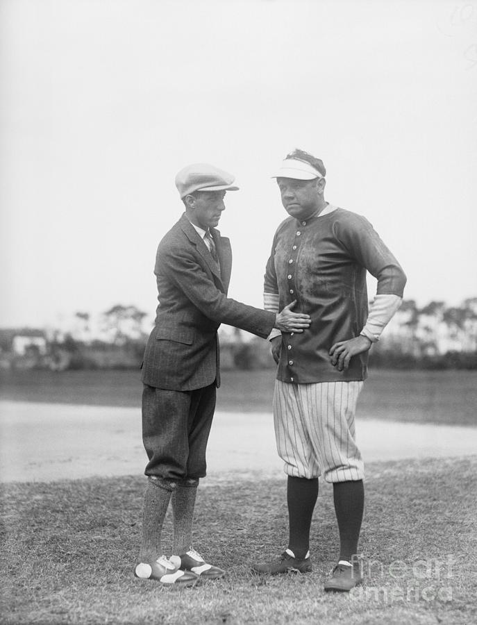 Babe Ruth Photograph - Ford Frick And Babe Ruth On The Field by Bettmann