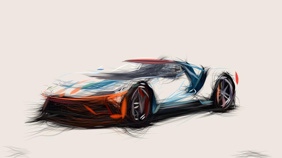 Ford GT Heritage Edition Drawing Digital Art by CarsToon Concept