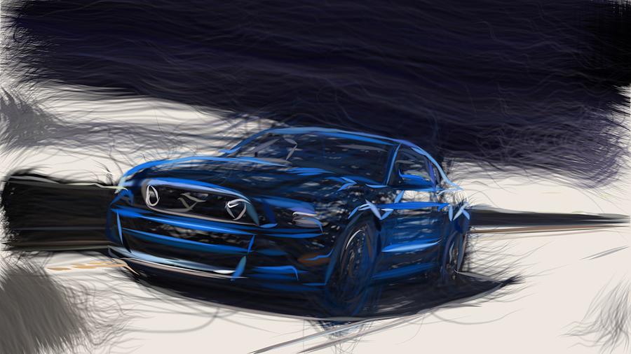 Ford Mustang Drawing Digital Art by CarsToon Concept