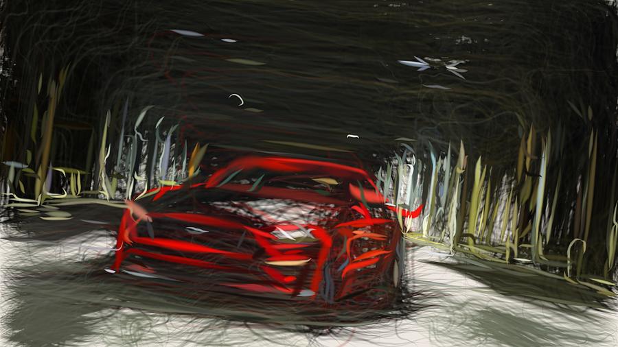 Ford Mustang GT Drawing Digital Art by CarsToon Concept