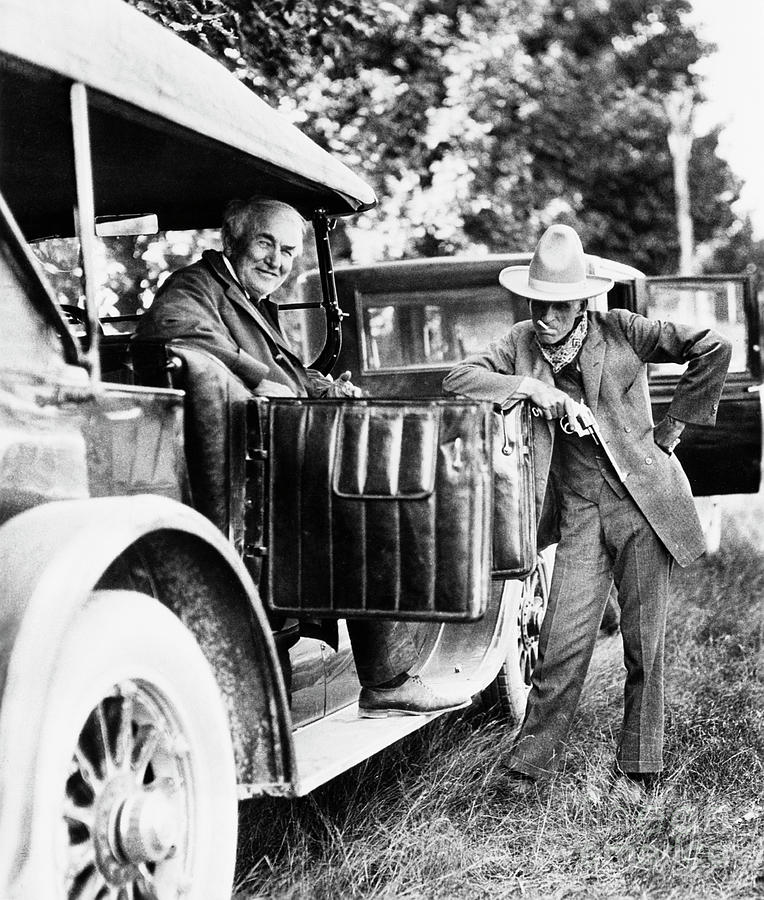 Ford Posing With Edison Seated In Car Photograph by Bettmann