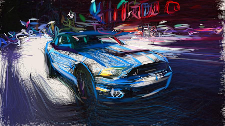Ford Shelby GT500 Drawing Digital Art by CarsToon Concept