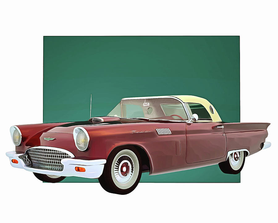 Ford Thunderbird with roof Digital Art by Jan Keteleer