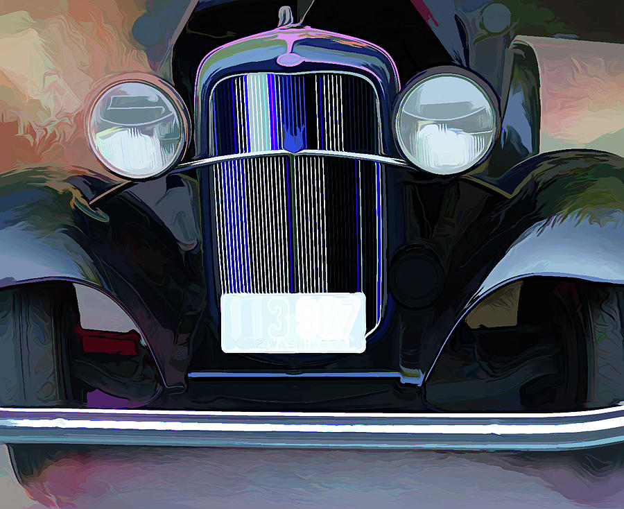 Ford V8 Abstract  Digital Art by Cathy Anderson