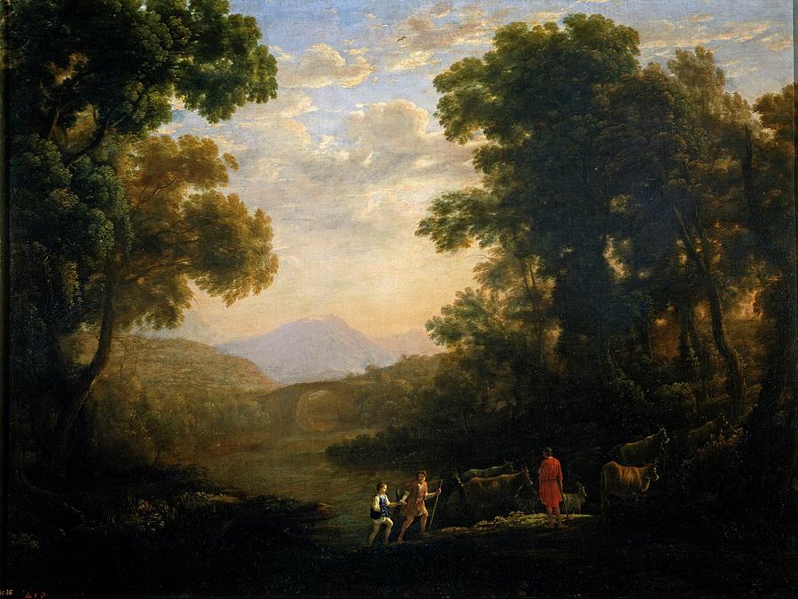 Fording a River, ca. 1636, French School, Oil on canvas, 98 cm x 131 cm, P... Painting by Claude Lorrain -1600-1682-
