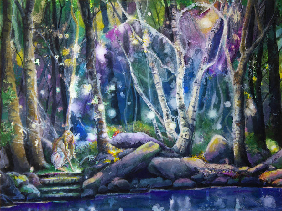 Forest at Night Painting by Patricia Allingham Carlson