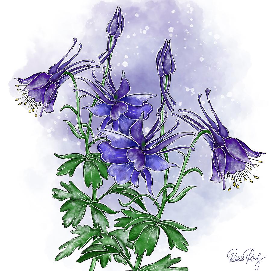 Forest Columbine Painting by Patricia Piotrak