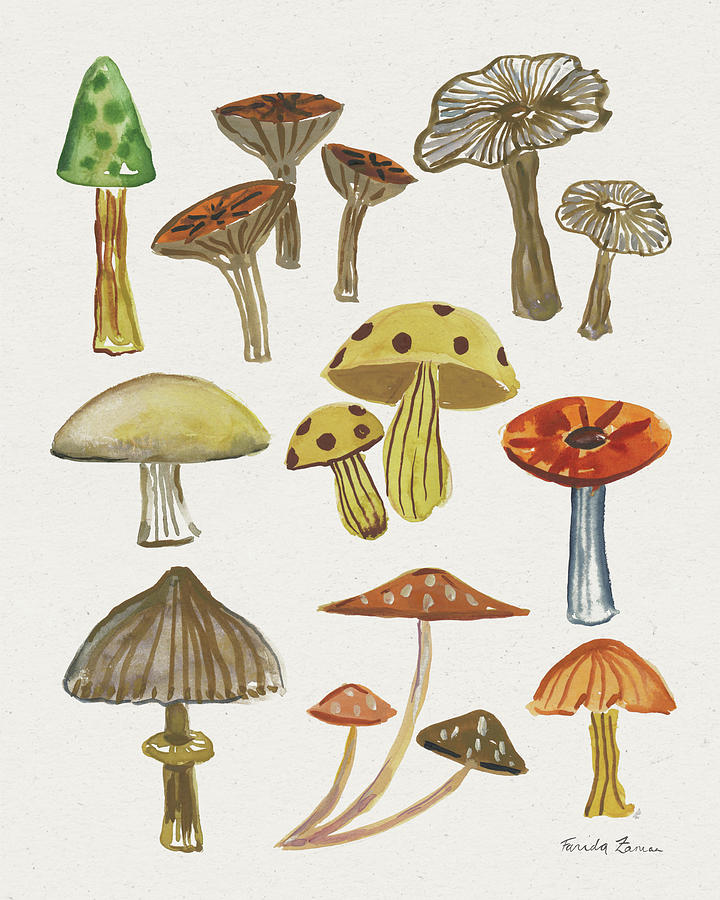 Mushroom Painting - Forest Mushrooms I by Farida Zaman