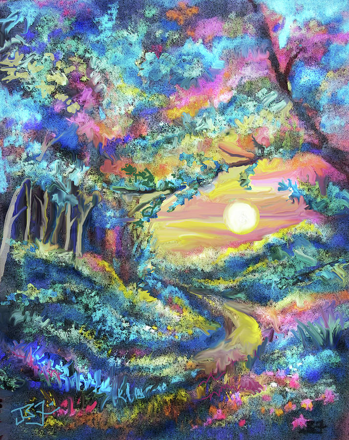Forest Sun Rising Digital Art by Jean Batzell Fitzgerald