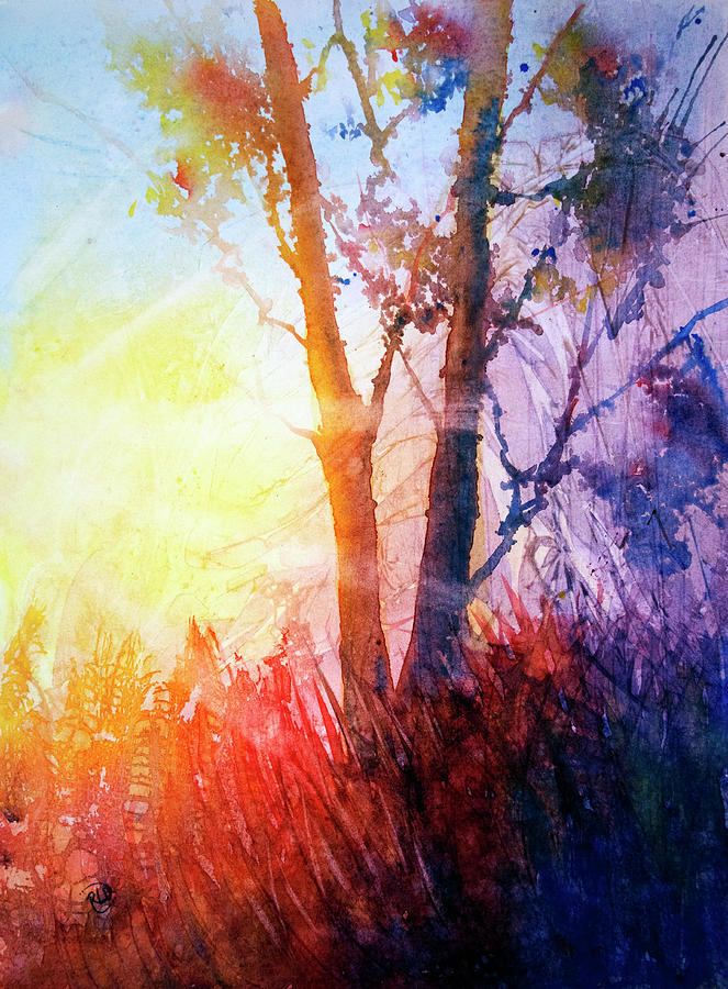 Forest Sunrise Painting by Rebecca Davis