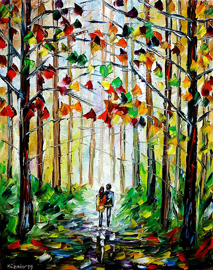 Forest Walk Painting by Mirek Kuzniar