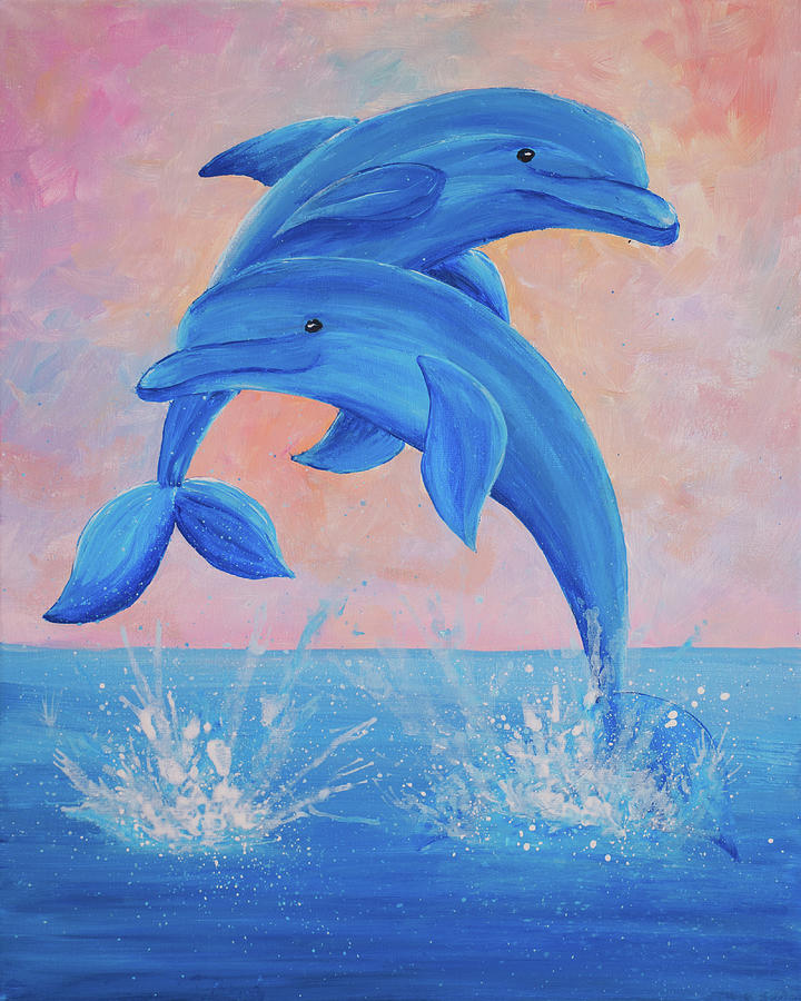 Forever Dolphin Love Painting by Iryna Goodall