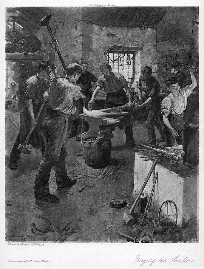 Forging The Anchor, 20th Century.artist Drawing by Print Collector