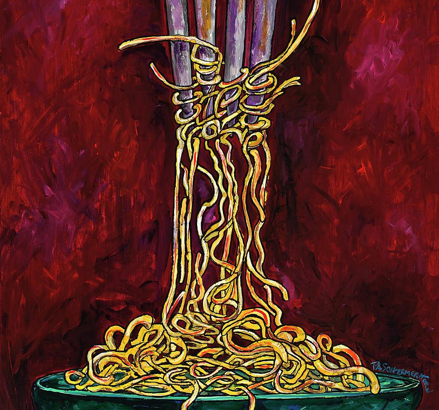 Fork to mouth Painting by Patti Schermerhorn
