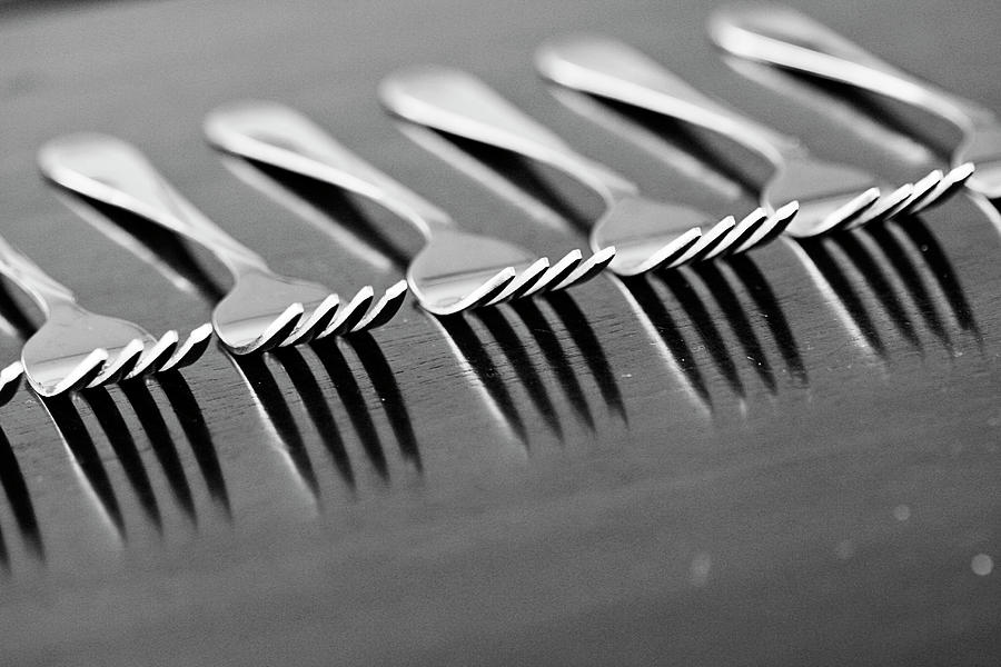 Forks In A Row On A Table Photograph by Stephanie Mull Photography