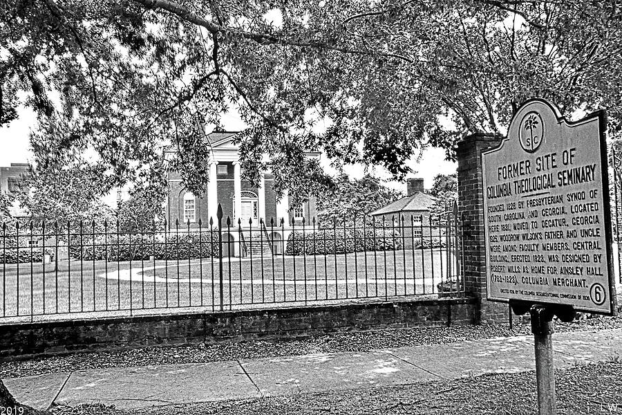 Former Site Of Columbia Theological Seminary Black And White Photograph by Lisa Wooten