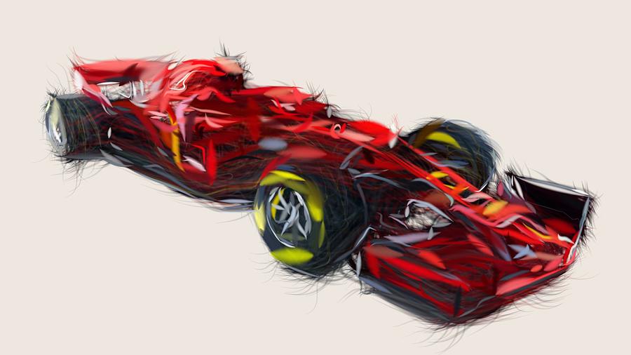 Formula1 Ferrari SF71H Drawing Digital Art by CarsToon Concept