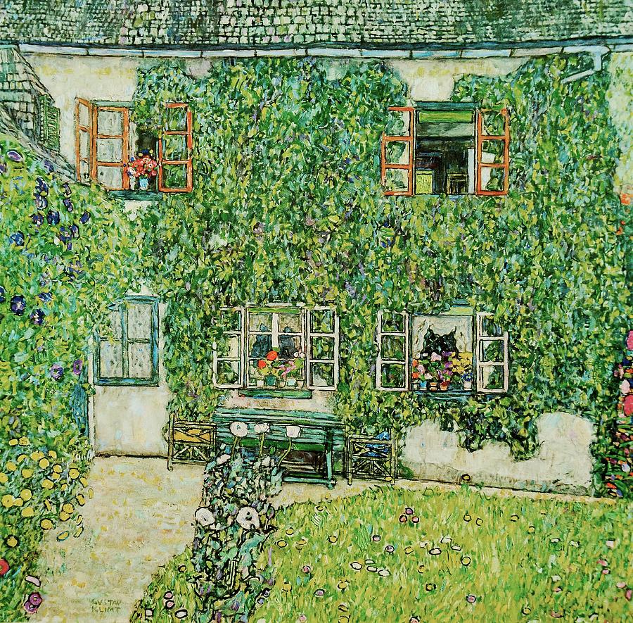 Forsthaus in Weissenbach am Attersee - Forestry house  in Weissenbach on Attersee-Lake,1912. Painting by Gustav Klimt -1862-1918-