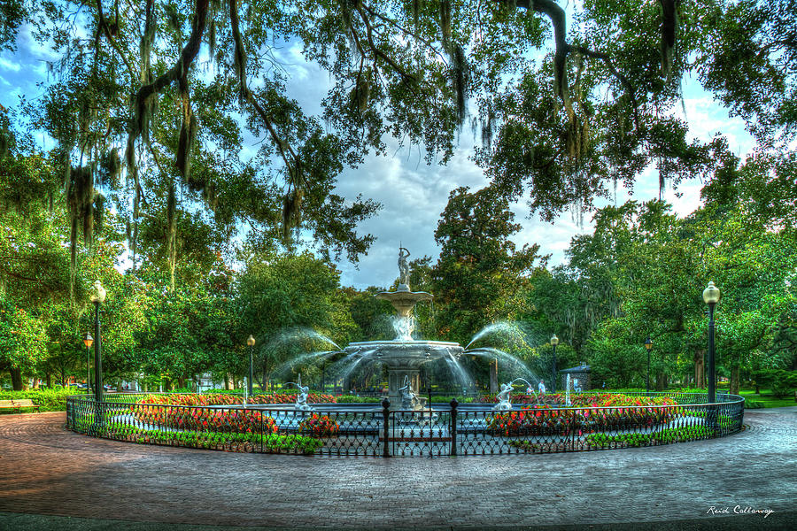Savannah GA Forsyth Park Fountain 7 Historic Landscape Architectural Art Photograph by Reid Callaway