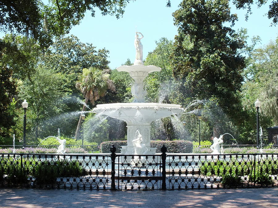 Forsyth Park Fountain in historic Savannah, Georgia -  Digital Art by Joseph Hendrix