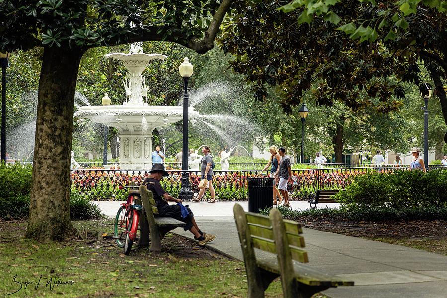 Fountain Photograph - Forsythe Park by Bryan Williams
