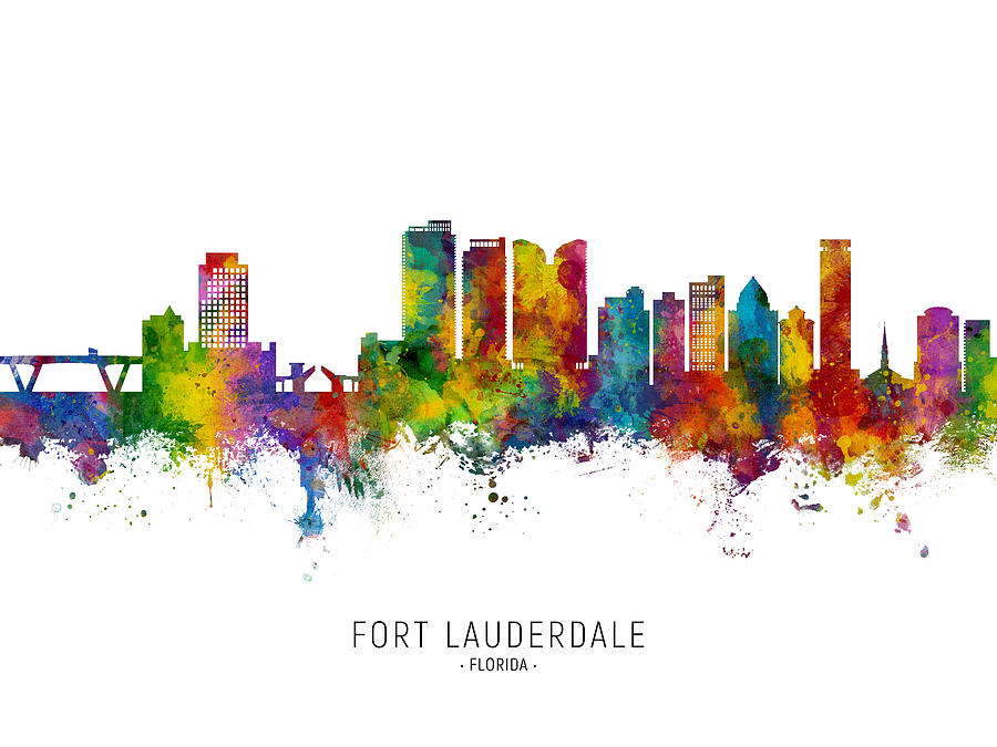 Fort Lauderdale Florida Skyline Digital Art by Michael Tompsett