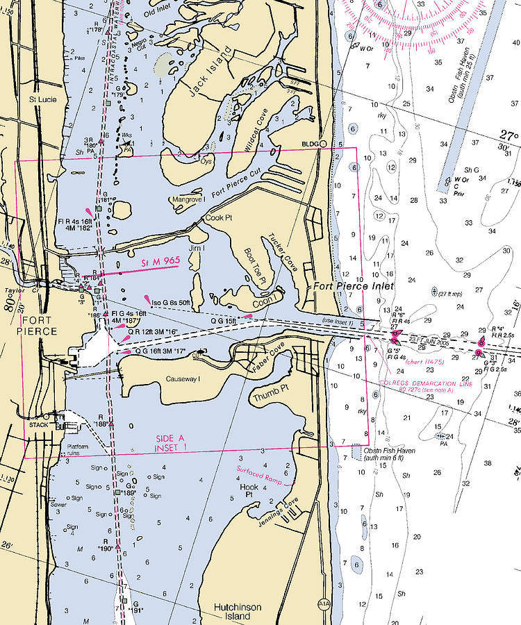 Fort-pierce -florida Nautical Chart _v6 Mixed Media by Bret Johnstad ...